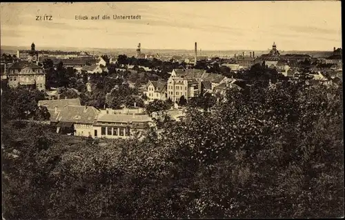 Ak Zeitz Burgenlandkreis, Panoramablick auf die Unterstadt