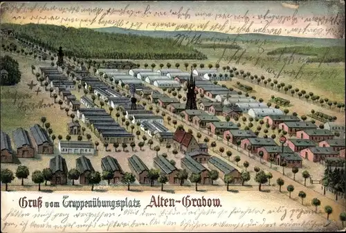 Litho Altengrabow Möckern, Truppenübungsplatz, Vogelschau