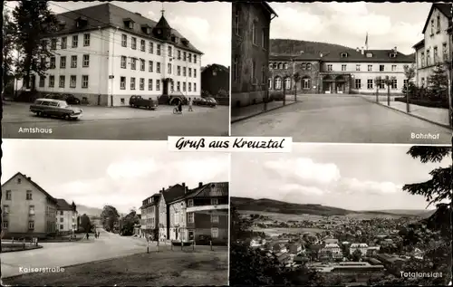 Ak Kreuztal in Westfalen, Amtshaus, Bahnhof, Kaiserstraße, Totalansicht