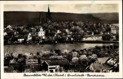 Ak Werder in Brandenburg, Inselstadt Panorama, Hotel und Gaststätte Bismarckhöhe, Baumblüte