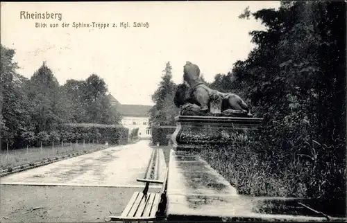 Ak Rheinsberg in der Mark, Blick von der Sphinx Treppe zum Königlichen Schloß