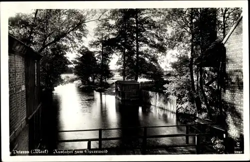 Ak Prieros in der Mark, Ausfahrt zum Spreewald, Blick von der Brücke