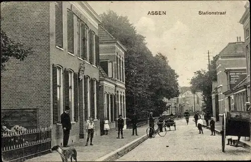 Ak Assen Drenthe Niederlande, Stationstraat