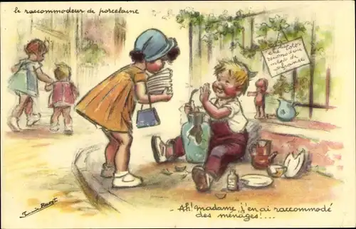 Künstler Ak Bouret, Germaine, Le raccommodeur de porcelaine