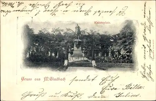 Ak Mönchengladbach am Niederrhein, Kaiserplatz mit Denkmal, Statue