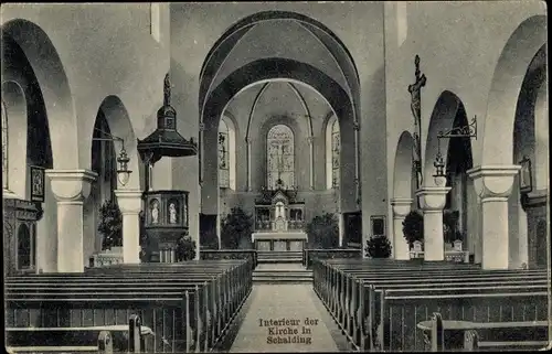 Ak Schalding Passau in Niederbayern, Interieur der Kirche, Kanzel, Altar