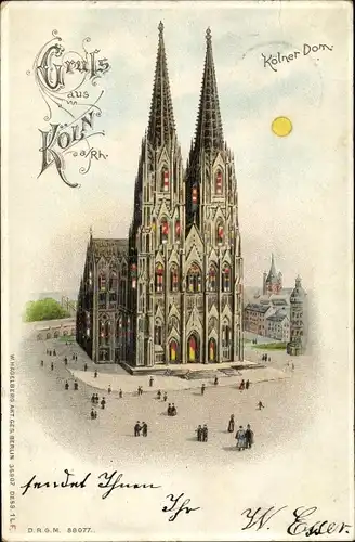 Halt gegen das Licht Litho Köln am Rhein, Kölner Dom