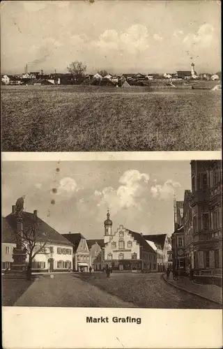 Ak Markt Grafing bei München Oberbayern, Panorama, Straßenpartie