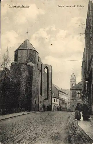 Ak Großenhain Sachsen, Poststraße mit Ruine