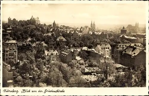 Ak Nürnberg in Mittelfranken, Blick von der Friedenskirche