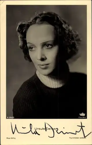 Ak Schauspielerin Ursula Deinert, Portrait, Tobis Film, Ross Verlag A 3147 1