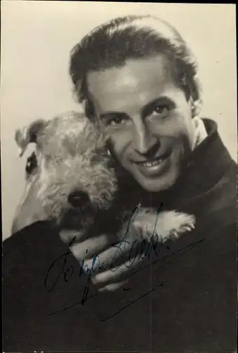 Foto Portrait eines Mannes, Terrier, Künstler, Schauspieler, Autogramm