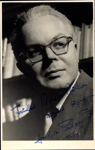 Foto Portrait eines Mannes, Künstler, Heshert Braver, Brille, Autogramm