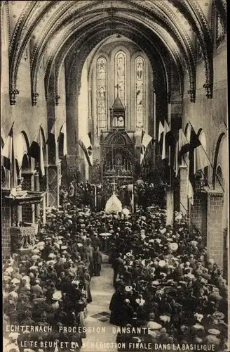 Ak Echternach Luxemburg, Procession dansante, Echternacher Springprozession, Basilique