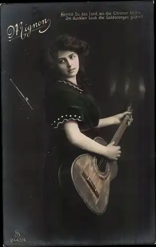 Ak Mignon, Frau mit Gitarre, Wilhelm Meisters Lehrjahre, Goethe