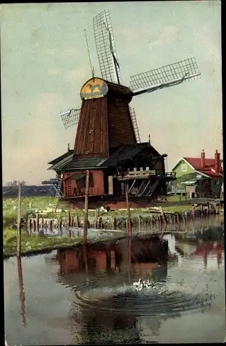 Ak Nenke & Ostermaier Serie 78 Nr 1930, Marken Nordholland, Windmühle, Photochromie