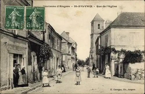 Ak Saint Sylvain Maine et Loire, Rue de l'Eglise