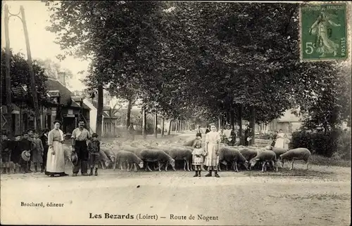 Ak Les Bezards Loiret, Route de Nogent