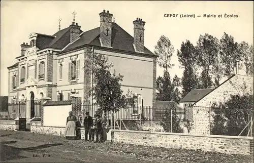 Ak Cepoy Loiret, Mairie et Ecoles