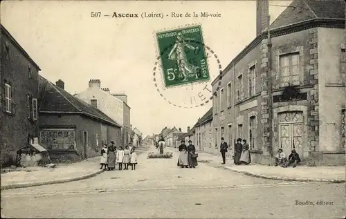 Ak Ascoux Loiret, Rue de la Mi-voie