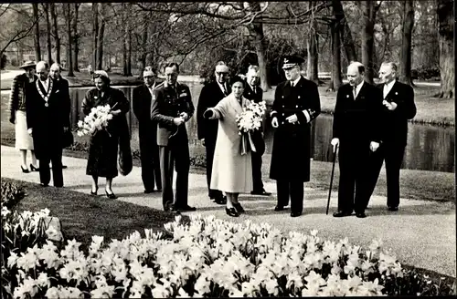 Ak Lisse Südholland, Keukenhof, Juliana der Niederlande, Bernhard, Schwedisches Königspaar