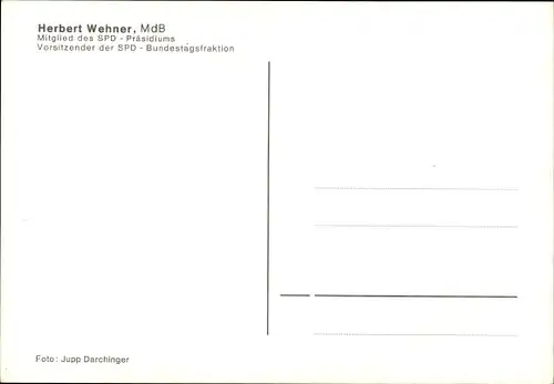 Ak Stellvertretender Vorsitzender der SPD, Herbert Wehner, Portrait