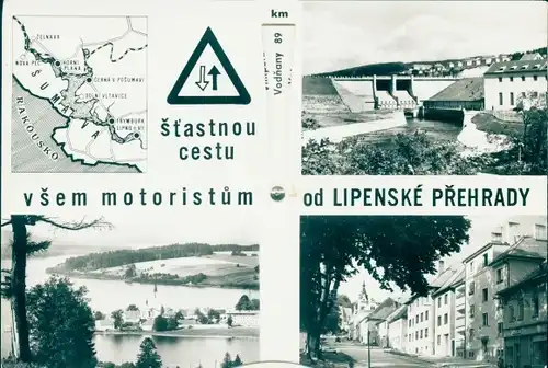 Ak Šťastnou cestu všem motoristům od Lipenské přehrady, Stausee