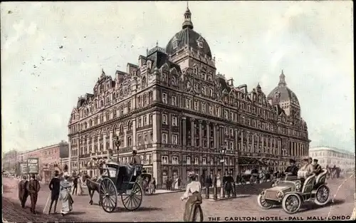 Ak London City England, The Carlton Hotel, Pall Mall, Auto
