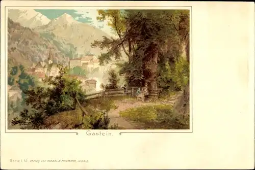 Künstler Ak Bad Gastein in Salzburg, Ausguck am Wald, Ort