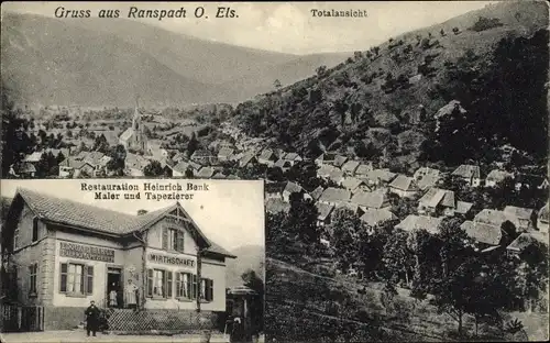 Ak Ranspach Elsass Haut Rhin, Totalansicht, Restauration Heinrich Benk