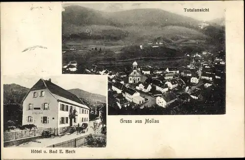 Ak Mollau Elsass Haut Rhin, Totalansicht, Hotel und Bad E. Beck