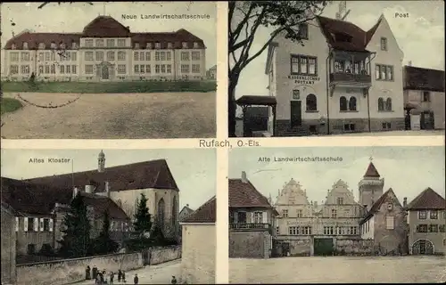 Ak Rouffach Rufach Elsass Haut Rhin, Post, Altes Kloster, Alte Landwirtschaftsschule
