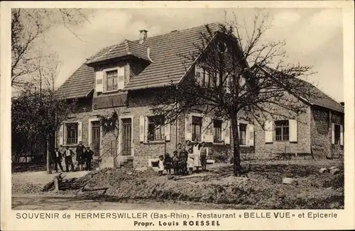Ak Hermerswiller Elsass Bas Rhin, Restaurant Bellevue et Epicerie