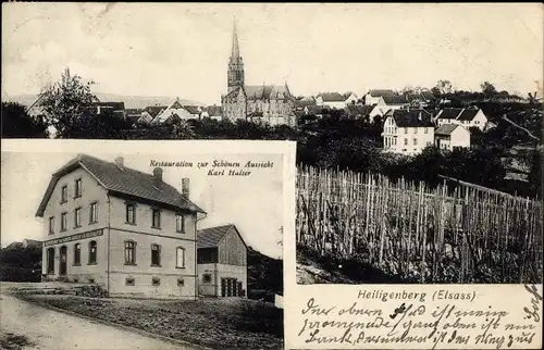 Ak Heiligenberg Elsass Bas Rhin, Totalansicht, Restauration zur Schönen Aussicht
