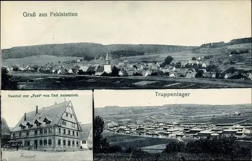 Ak Feldstetten Laichingen in Baden Württemberg, Truppenlager, Gasthaus zur Post