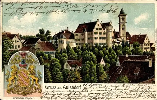 Wappen Litho Aulendorf in Württemberg,  Stadtansicht