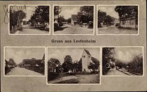 Ak Leutesheim Kehl am Rhein, Straßenpartie, Blick auf Kirche, Fachwerkhaus