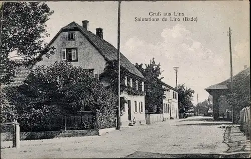 Ak Linx Rheinau in Baden, Straßenpartie, Häuser