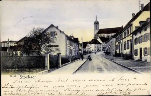 Ak Stockach im Hegau Baden, Straßenpartie, Häuser, Kirche
