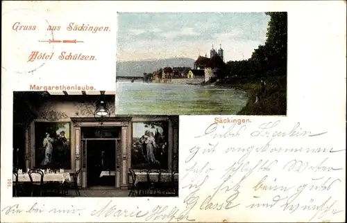 Ak Bad Säckingen am Hochrhein, Hotel zum Schützen, C. Broglie, Margarethenlaube
