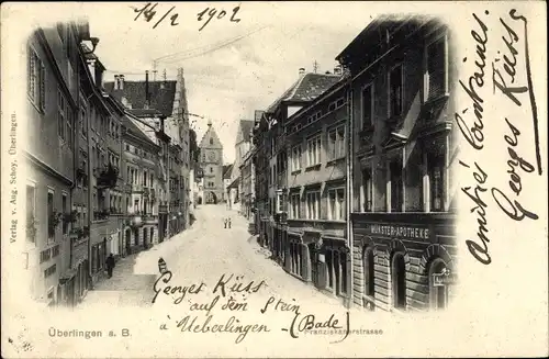 Ak Überlingen am Bodensee, Franziskanerstraße, Münster Apotheke