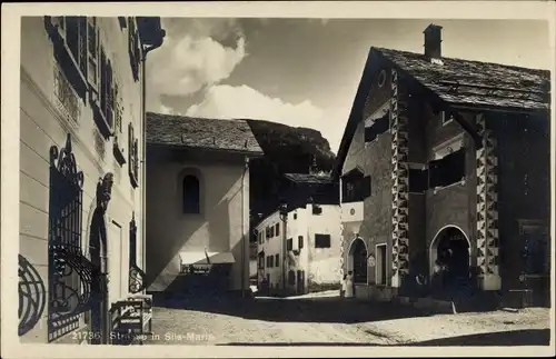Ak Sils Maria im Engadin Segl Kt. Graubünden, Straßenpartie