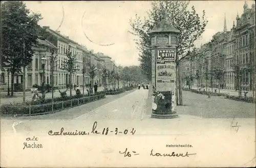 Ak Aachen in Nordrhein Westfalen, Heinrichsallee, Litfaßsäule Lanolin Seife
