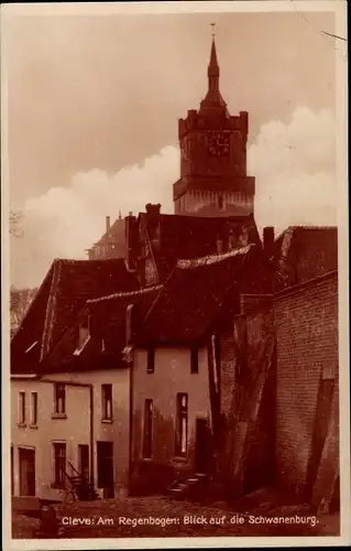 Ak Kleve am Niederrhein, Am Regenbogen, Blick auf die Schwanenburg