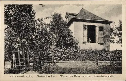 Ak Kaiserswerth Düsseldorf am Rhein, Gartenhäuschen, Wiege des Kaiserswerther Diakonissenhauses