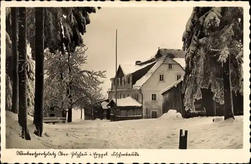 Ak Oberholzhau Rechenberg Bienenmühle Erzgebirge, Fischerbaude, Schnee