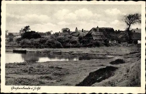 Ak Großenbrode in Ostholstein, Häuser, Wasserpartie