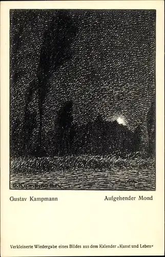 Künstler Ak Kampmann, G., Aufgehender Mond