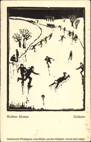 Künstler Ak Klemm, W., Eisläufer, Kalender Kunst und Leben