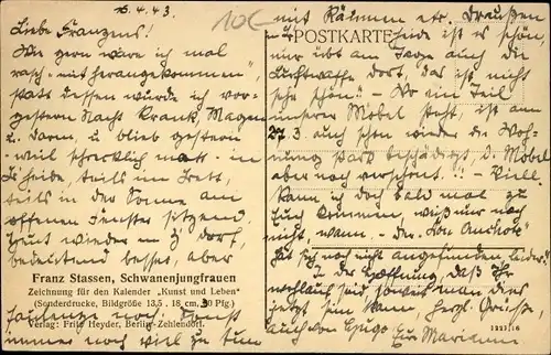 Mondschein Künstler Ak Stassen, F., Schwanenjungfrauen